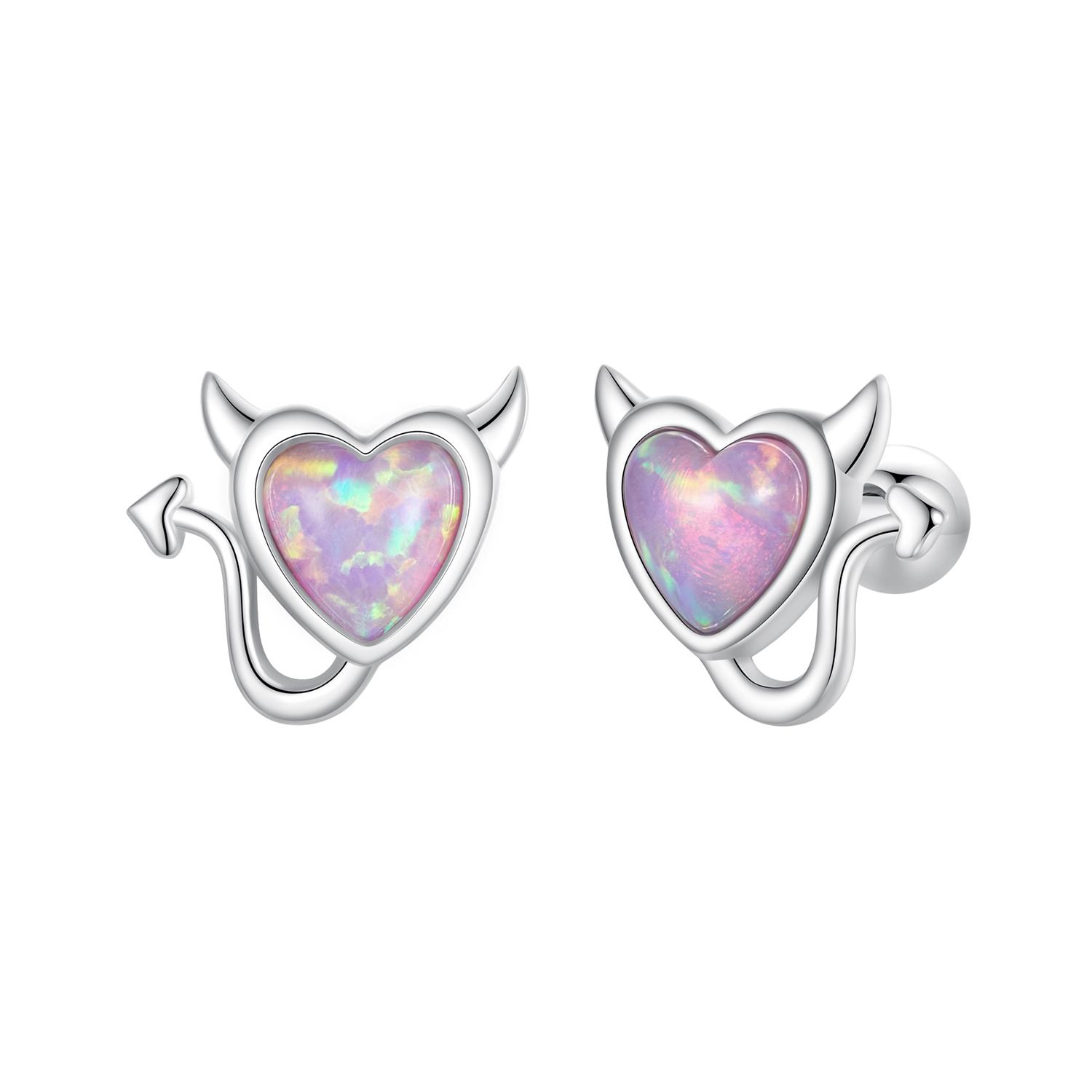 

Серьги Pink Love Heart Devil Opal, милые серьги Sweet Heart Opal из серебра 925 пробы розовый