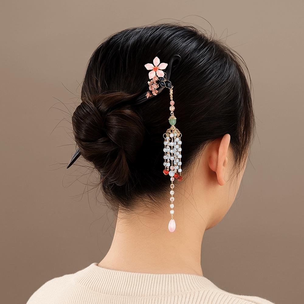 Tassel Chinese Style Hairpin Wood Hanfu Headwear Classical Sandalwood Hair Stick Girls