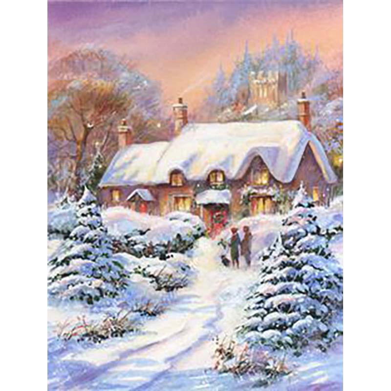 Zimní scénická DIY 5D diamantová malba Plný kulatý vrták Krajina Diamantové vyšívání Sady křížkového stehu Nástěnné umění Domácí dekorace