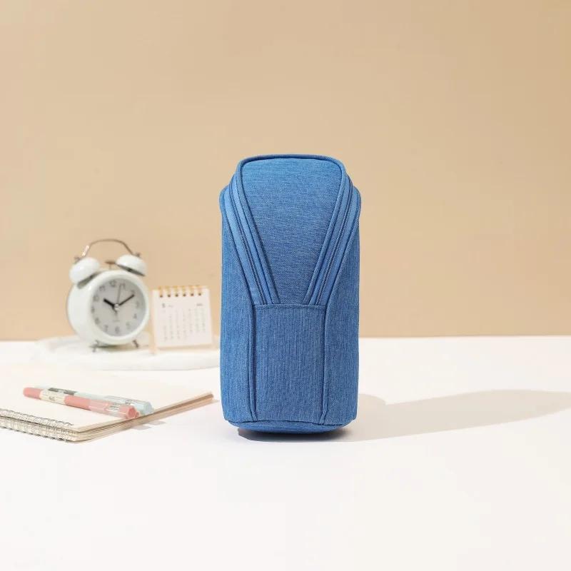 Kreatives stehendes Mäppchen Niedlich Große Kapazität Schüleretui Einfarbig Einfach Reißverschluss Kosmetiktasche Kindergeschenk