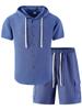 Men's Casual Summer American Style Hooded Short Sleeve Shirt & Shorts Set