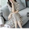 Elegant Women Fashion Summer A Line Stripe Midi Dress In Plus Size For The Stylish You