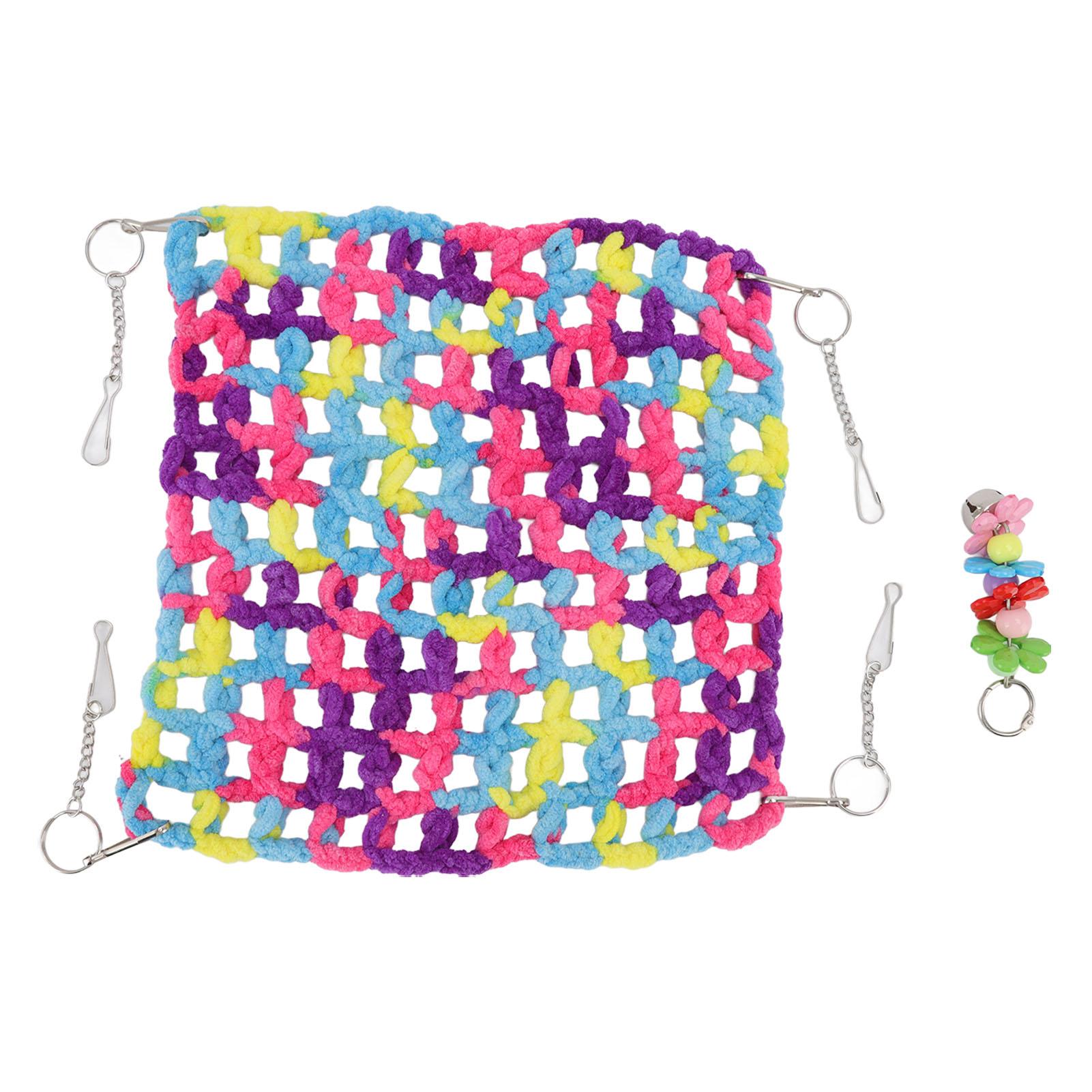 Hamster Hammock Soft Breathable Colorful Hand Woven Small Pet Hanging Bed with Hooks for Honey Glider Parrots