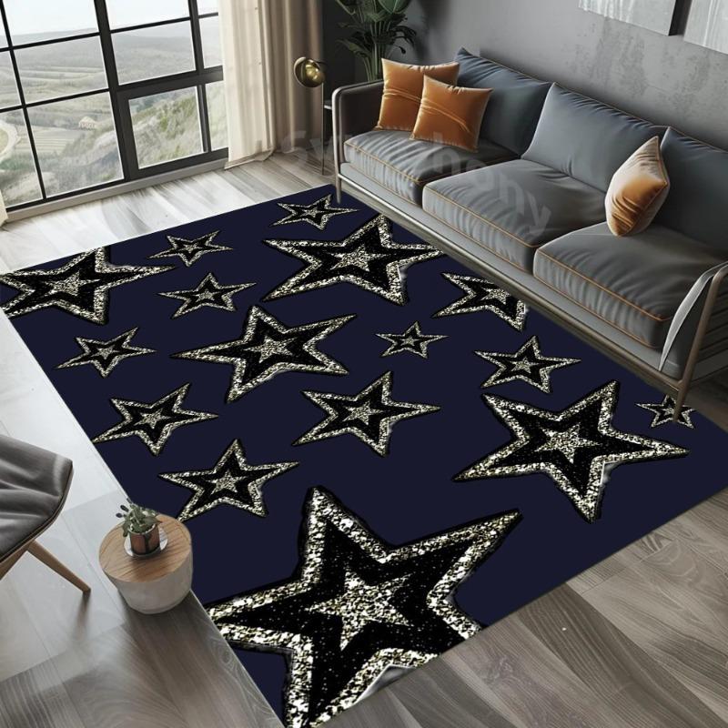 Star Pattern Carpet Mat Rug - Brown Yellow Geometric Design Modern Minimalist Home Decoration for Living Room Bedroom Floor Mat