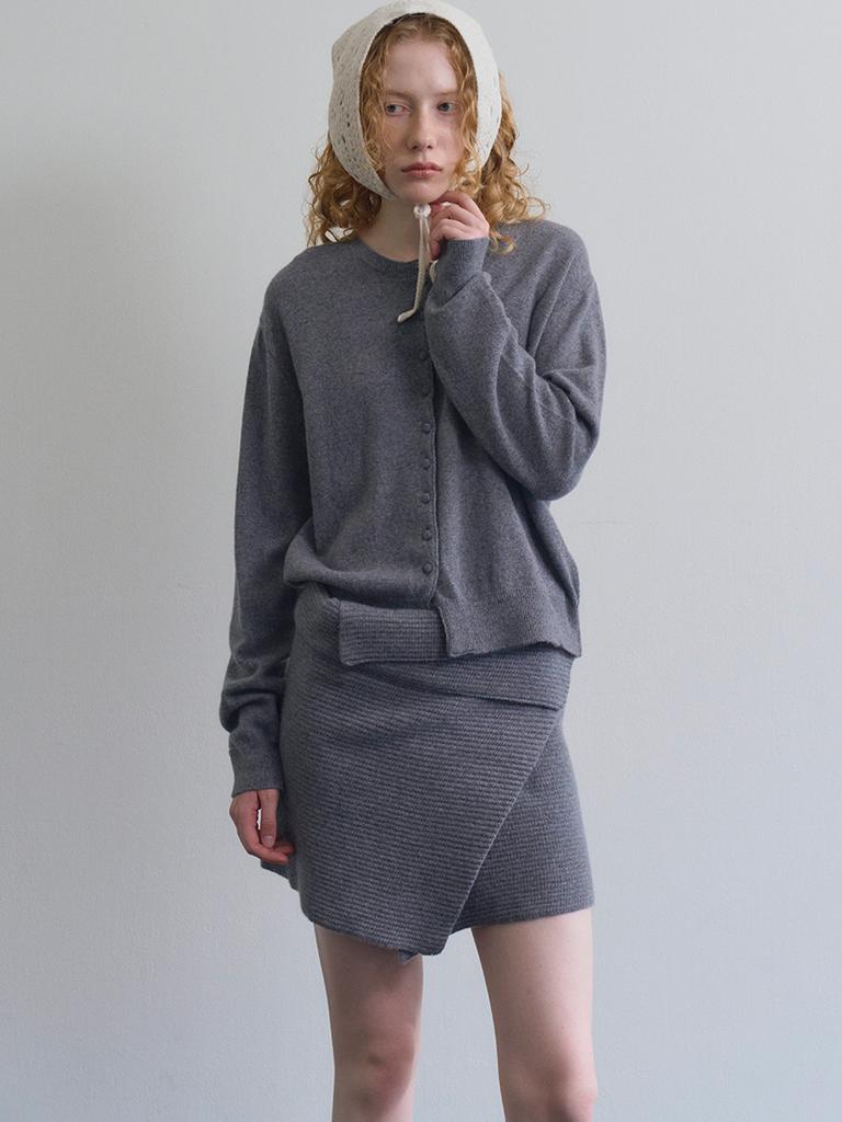 Tinnit Cashmere Wool Blend Wrap Skirt_Gray