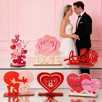 Valentine's Day Figurines Desktop Ornaments Heart Love Ornament Valentine's Day Wedding Photo Props Room Decor Heart Statues