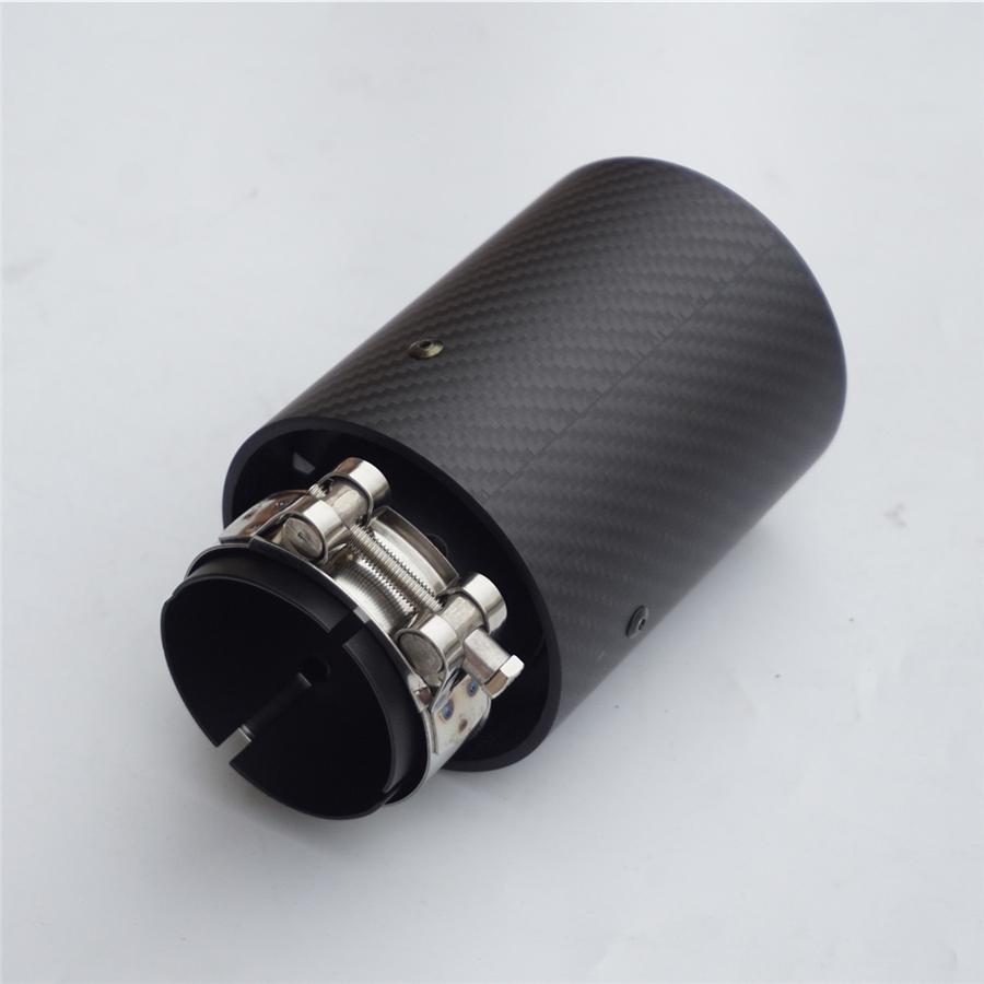 2Pcs All Full Matte Black Universal Car 100% Real Carbon Fiber Exhaust End Tips for BMW 2.5'' in, 3.5'' out With Logo