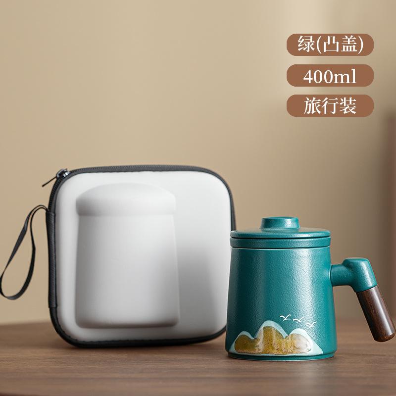 Light luxury company gifts suet jade twisted lotus ceramic mug with lid office teacup gift