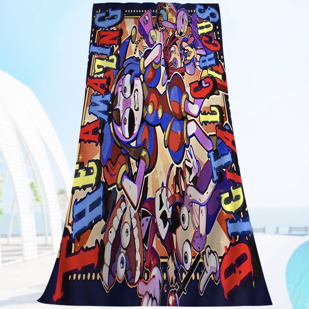 Animation A-Amazing D-Digital Circus Microfiber Printed Beach Towel Mountain Climbing Yoga Beach Soft Towel