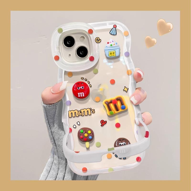 Applicable to Apple 15Pro mobile phone case silicone vivo three-dimensional M bean doll Huawei P60 dual bracket oppo/Xiaomi