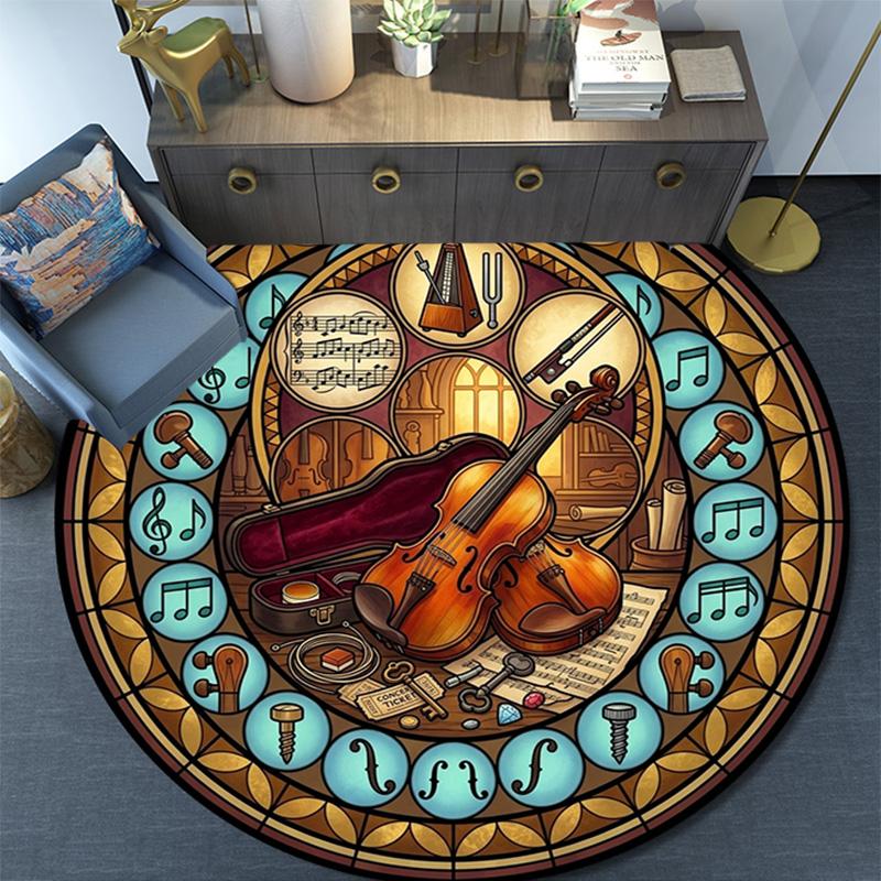 Music Nature Harmony Round Area Rug Under Office Chairs Bedroom Living Room Home Decor