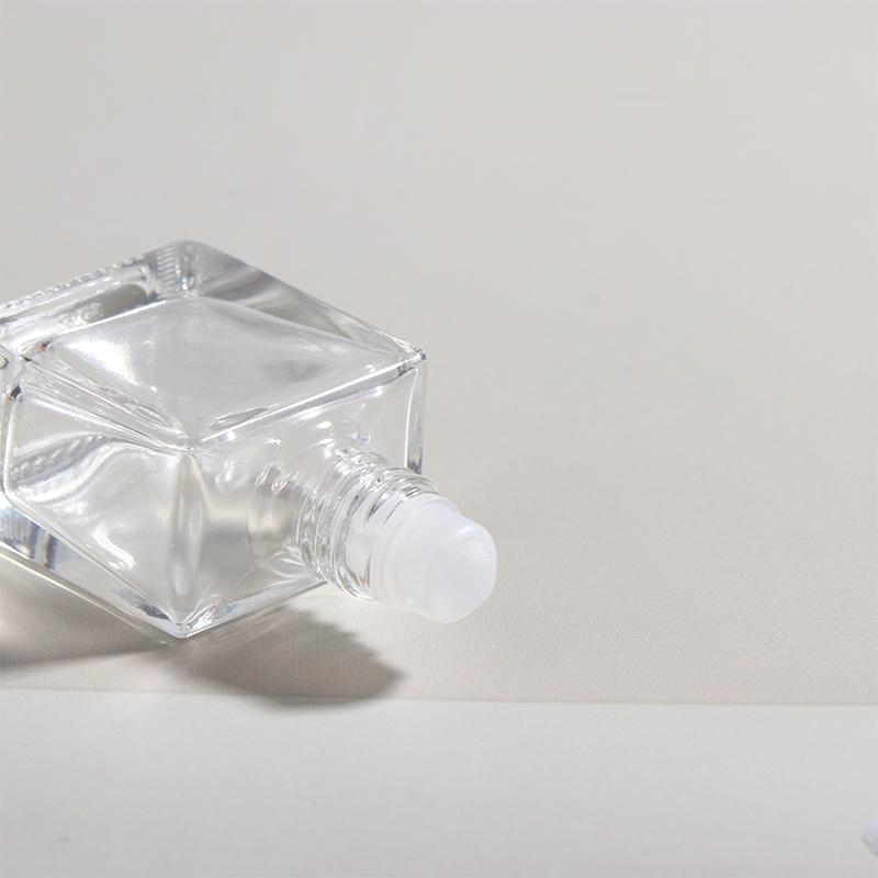 8/10/15Ml Empty Clear Square Glass Essential Oil Bottle Steel Roller Gold Lid Massage Perfume Roll On Sample Vials