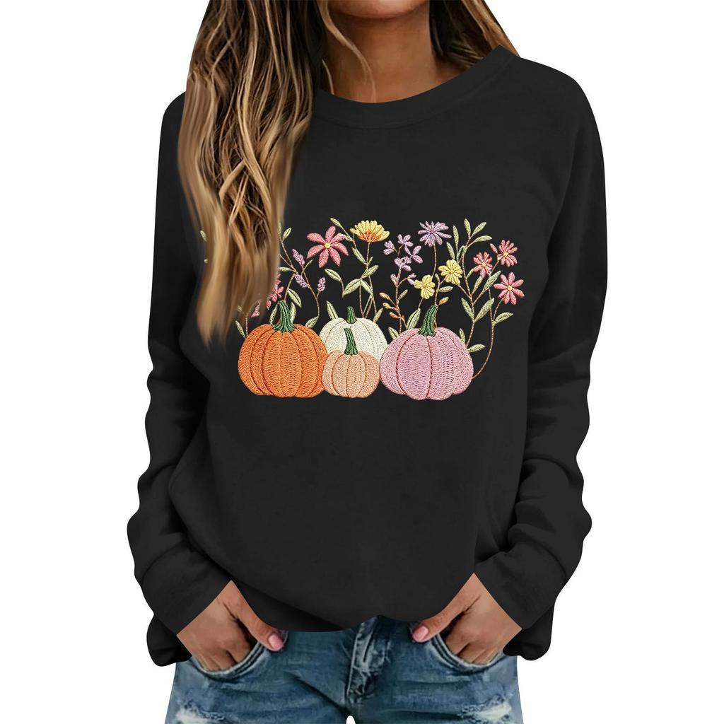 Women's Halloween Print Long Sleeve Neck Casual Top