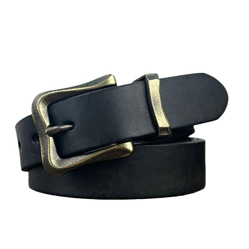 Thickened Belt Retro Copper Buckle Women'S Leather Casual Personality Trendy Belt First Layer Cowhide Jeans With Men