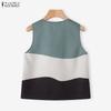 ZANZEA Women Casual V-neck Summer Sleeveless Print Tank Tops