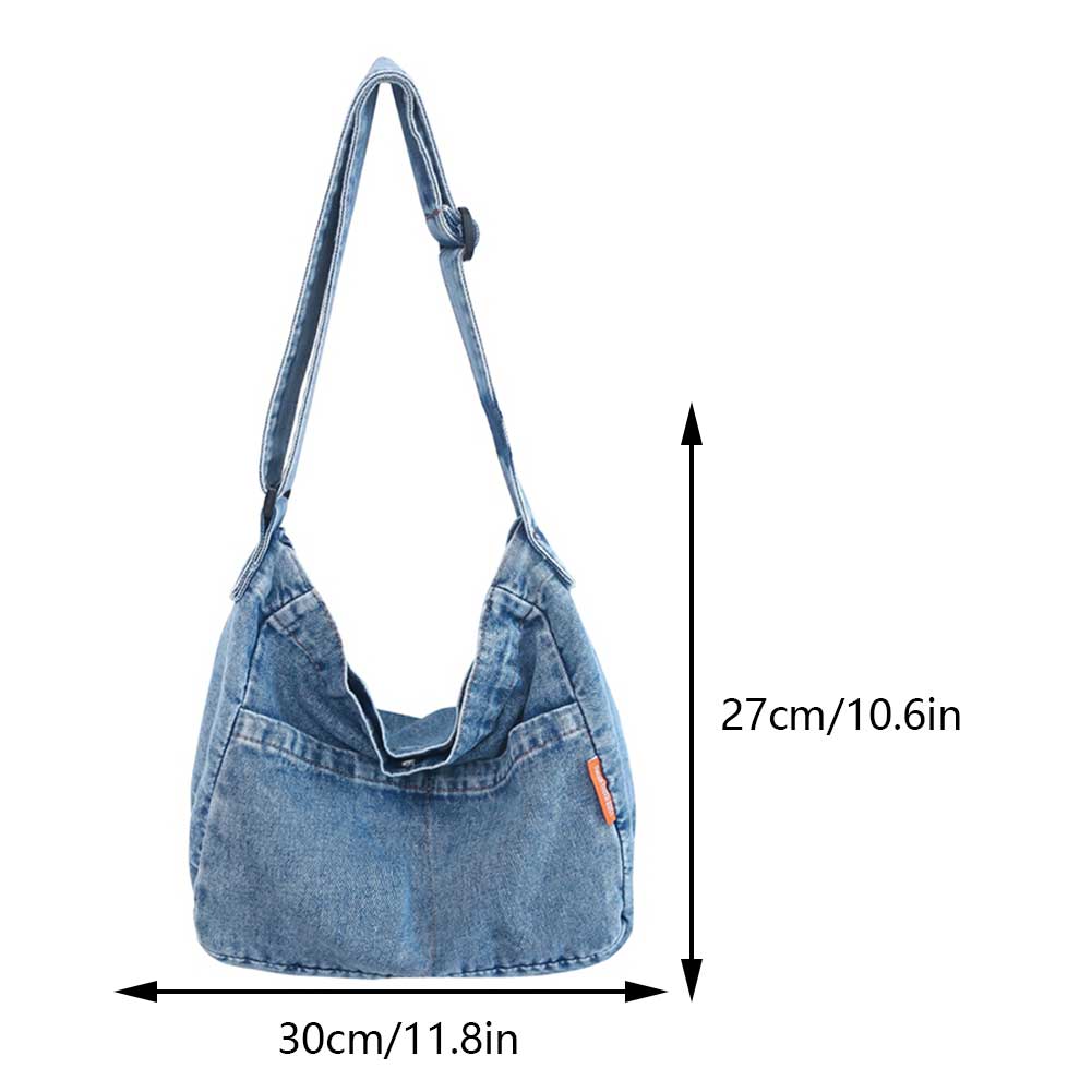 Damen Jeans Umhängetasche Große Kapazität Schultertasche Verstellbarer Riemen Vintage Umhängetasche Mehrere Fächer Lässige Messenger Bags