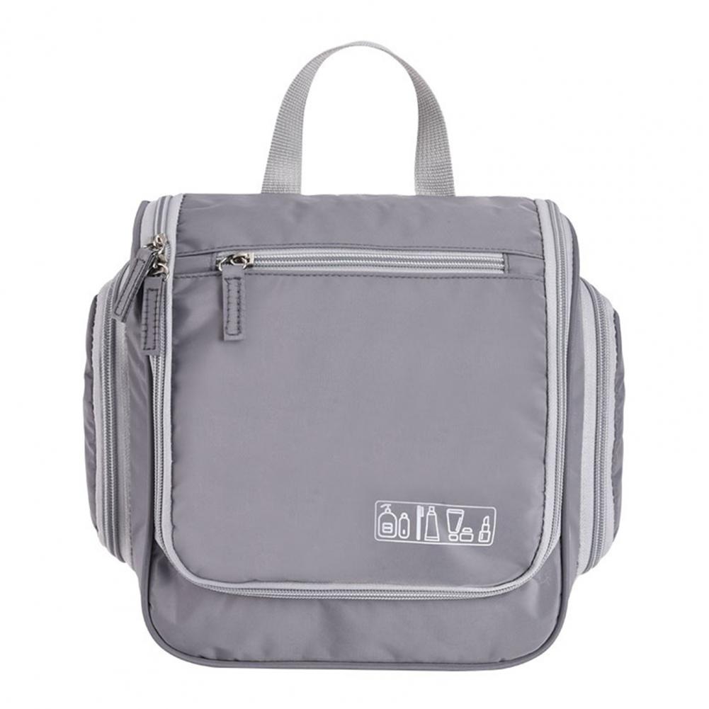 

Travel Toiletry Bag Cosmetic Organizer with Hanging Hook 2 Side Pockets Waterproof Portable Makeup Bag for Business Trips сірий