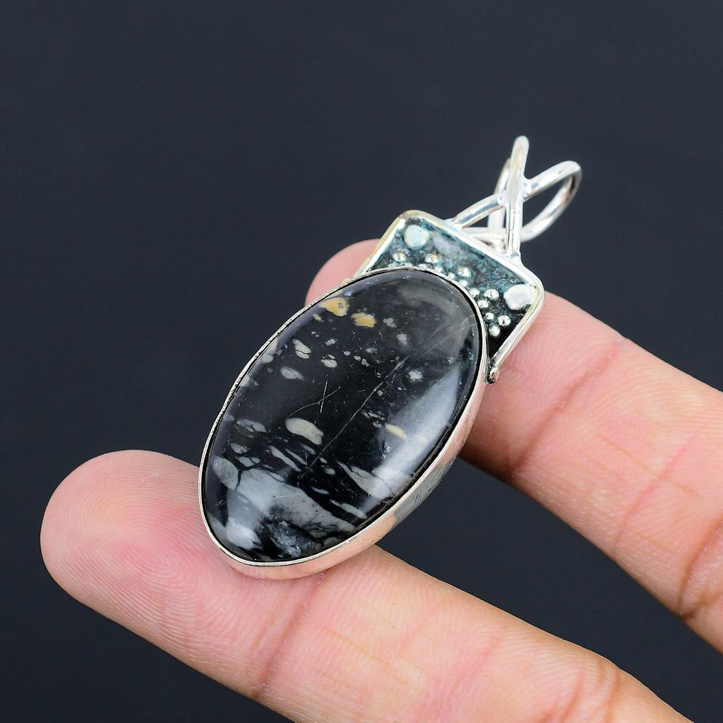 Mothers day Deal Picasso Jasper Gemstone Birthday Pendant 925 Sterling Silver