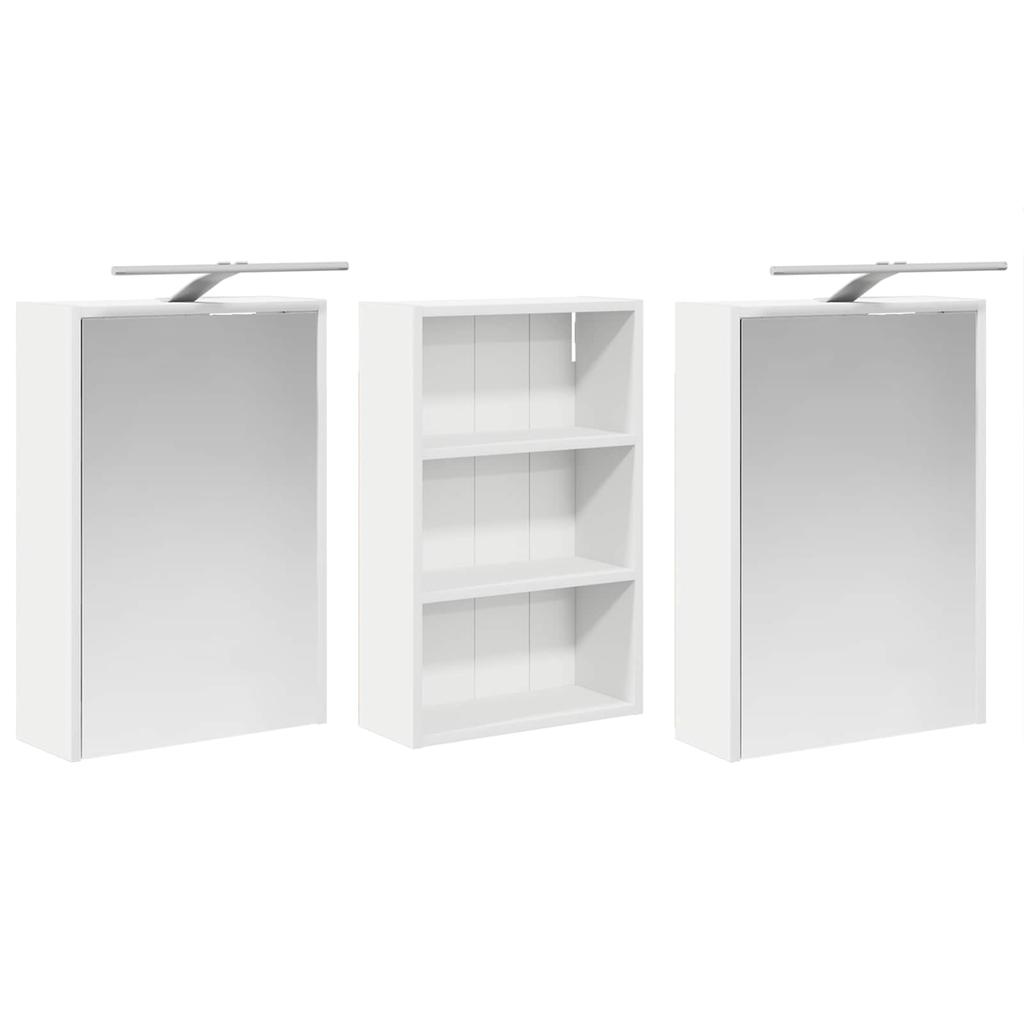 Bathroom Cabinet Set 3 Pcs 126 X 16 X 62.5 Cm Engineered Wood