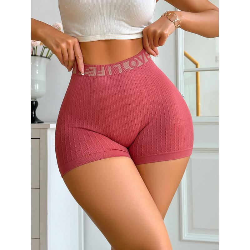 Pantaloncini Sportivi in Maglia con Lettere d'Amore a Vita Alta da Donna Europei e Americani