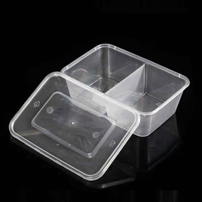 Tongyuan Rectangular Double Compartment Disposable Meal Boxes
