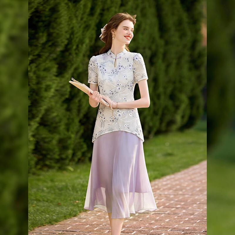 Bailuyu New Chinese Style Embroidered A-Line Dress S