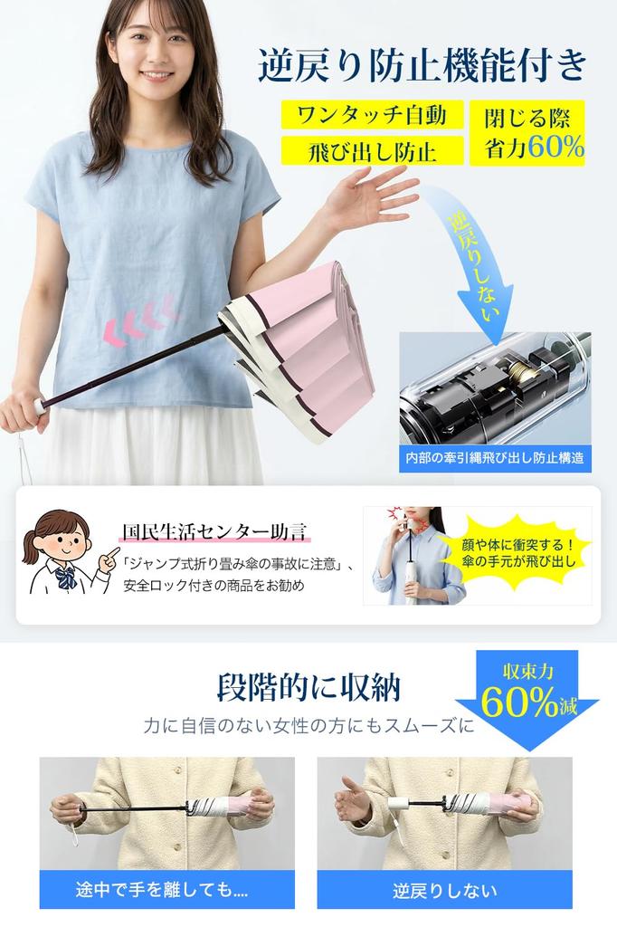 Certified UV Protection Complete Parasol with UV Heat Foldable Heatstroke Sunburn Automatic Opening and Windproof and Suitable for Sunny and Rainy