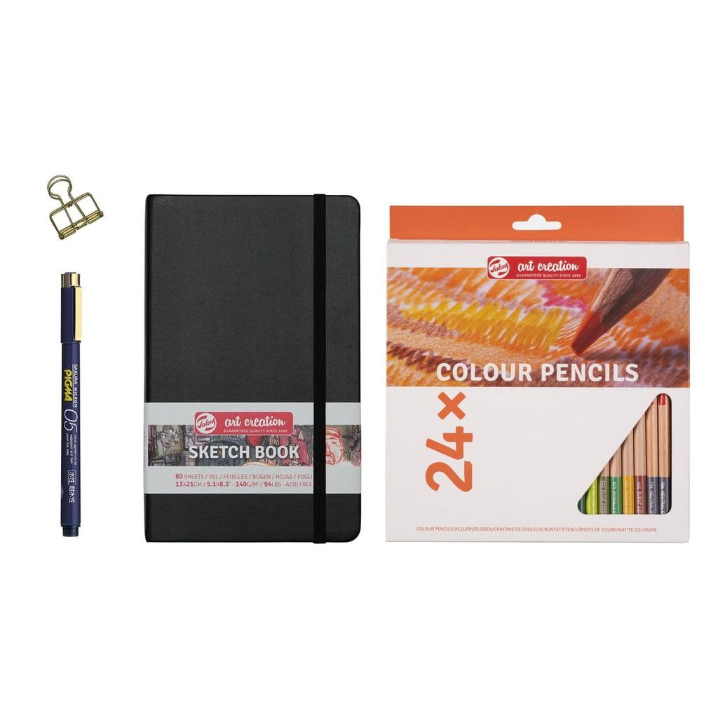 Talens Art Creation Sketchbook Set 13x21cm Black 24-Color Pencils
