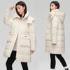 Hooded 2025 cotton jacket women's mid-length fashion tunic temperament padded clothes with large pockets mid-length padded jacket jacket