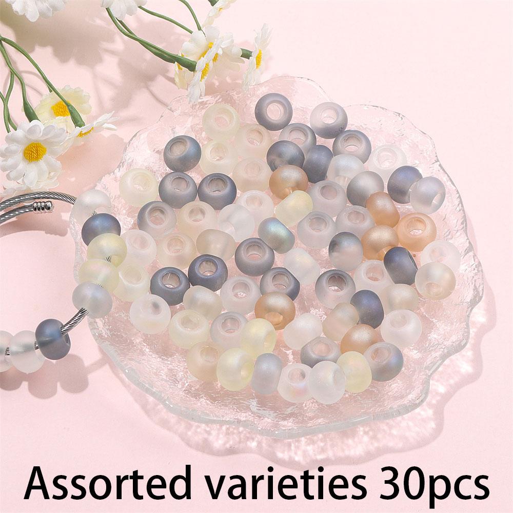 

30/50/100 шт. 14 мм стеклянные европейские бусины с большим отверстием, прозрачные прокладки, свободные бусины для самостоятельного изготовления ювелирных изделий, поделок своими руками 30pcs