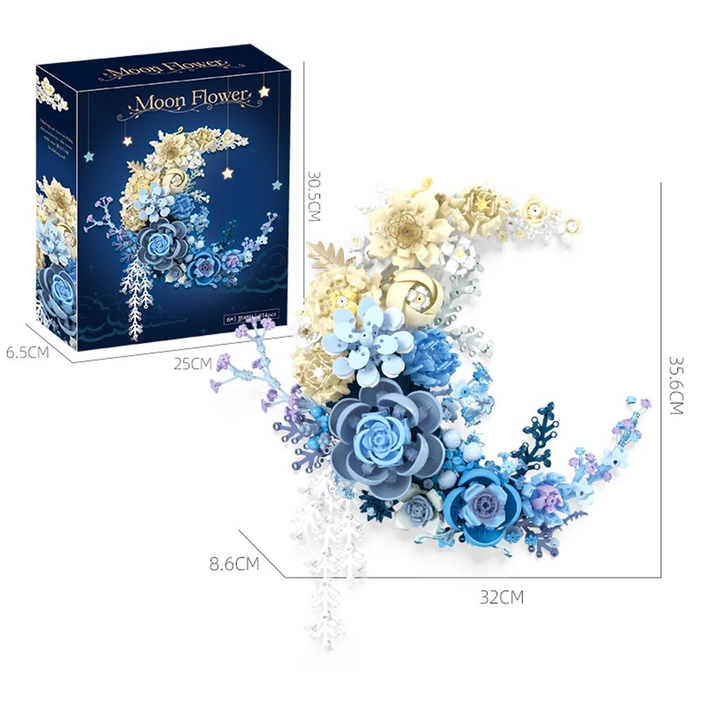 Creative Expert Eternal Moon Flowers Building Blocks Home Decoration Wall Hanging Rose Bouquet DIY Bricks Girls Valentine Gifts