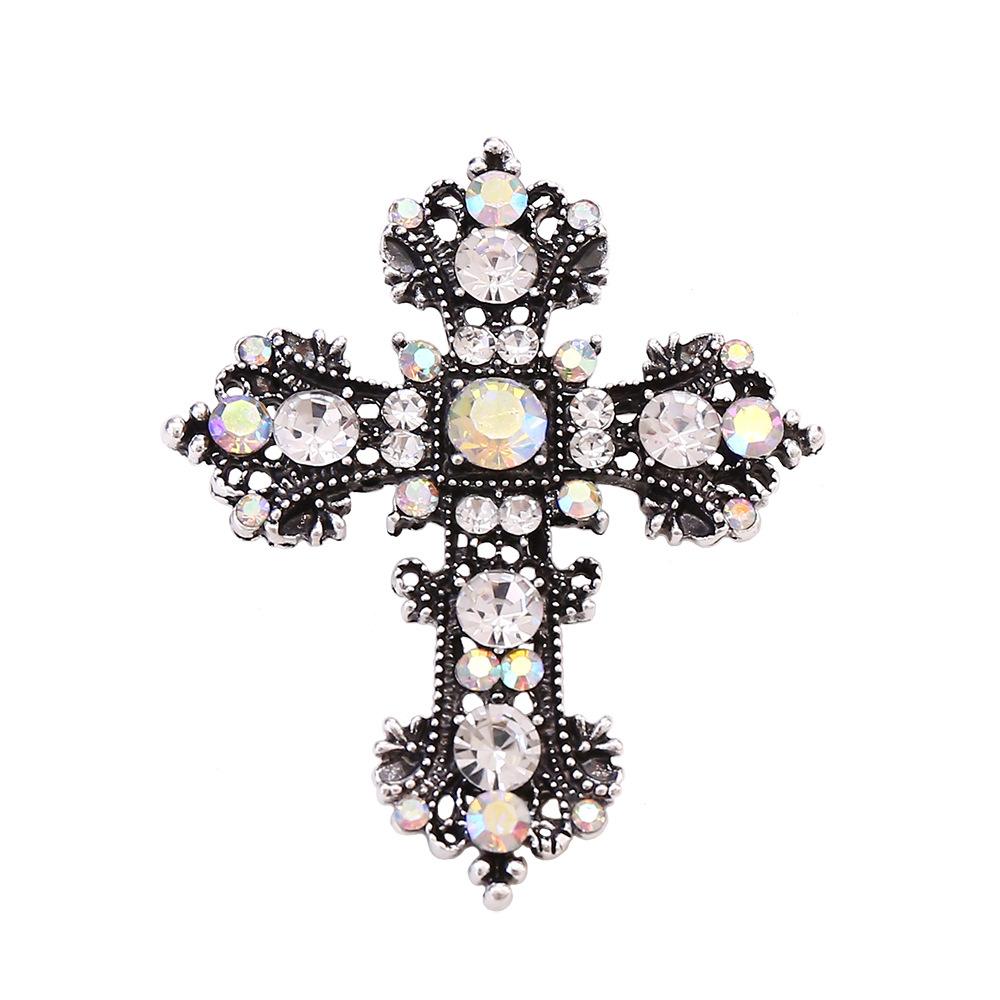 2026 Fashion Creative Alloy Rhinestone Cross Brooch, Personality Trend Women's Clothing Brooch Ornament Pin