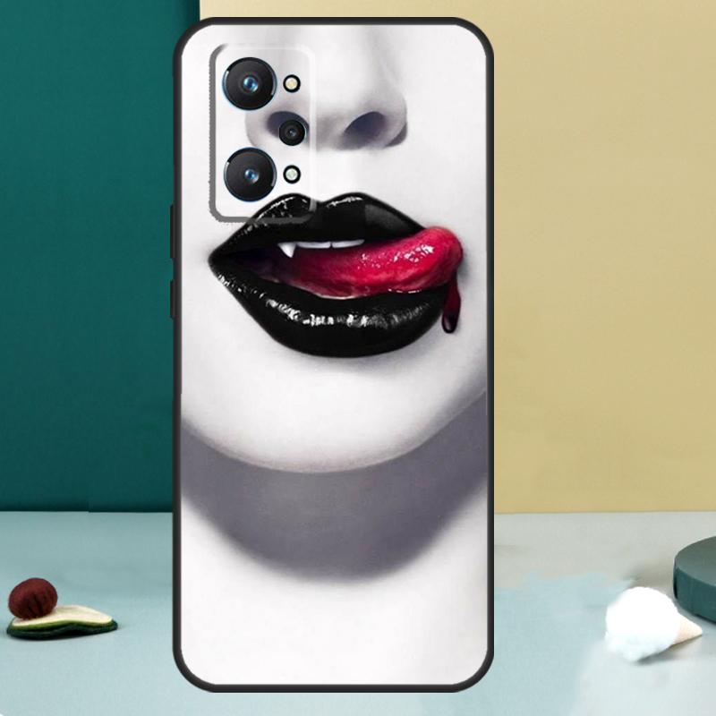 Sexy Vampire Lips For Realme GT 6T 5 6 GT 7 Pro C67 C75 C61 C55 C53 C51 C21Y C25S 10 11 12 13 14 Pro Plus Case