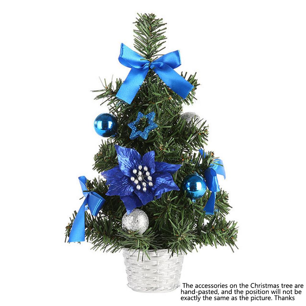 

1pc Tabletop Christmas Tree, Mini Artificial Tabletop Small Xmas Tree Artificial Green Tree for Holiday Indoor DIY Christmas 41cm синий