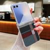 Woven Texture Printed Phone Case For Samsung Galaxy Z Flip 7 FE 6 5 4 3 5G Folding Hard PC Clear Cover For Samsung Z Flip7 Flip6