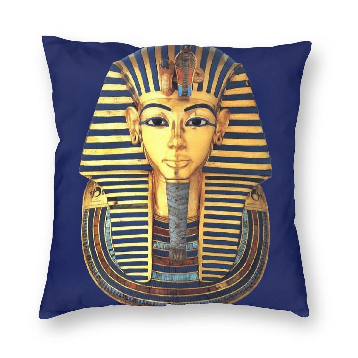 Tutankhamun Egyptian Pharaonic King Square Pillowcase Polyester Linen Velvet Creative Zip Decor Sofa Cushion Cover 30x30cm