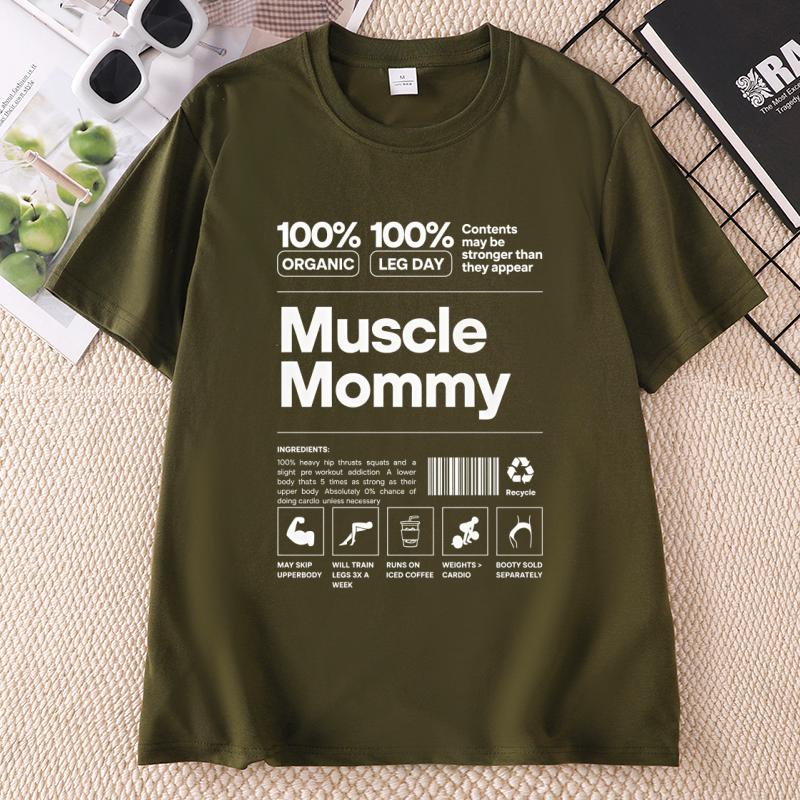 Muscle Mommy T-Shirt Lustiges Fitnessstudio Pump Cover Design T-Shirt Gewichtheben Trendiges T-Shirt Locker Baumwolle Unisex Kurzarm-T-Shirt