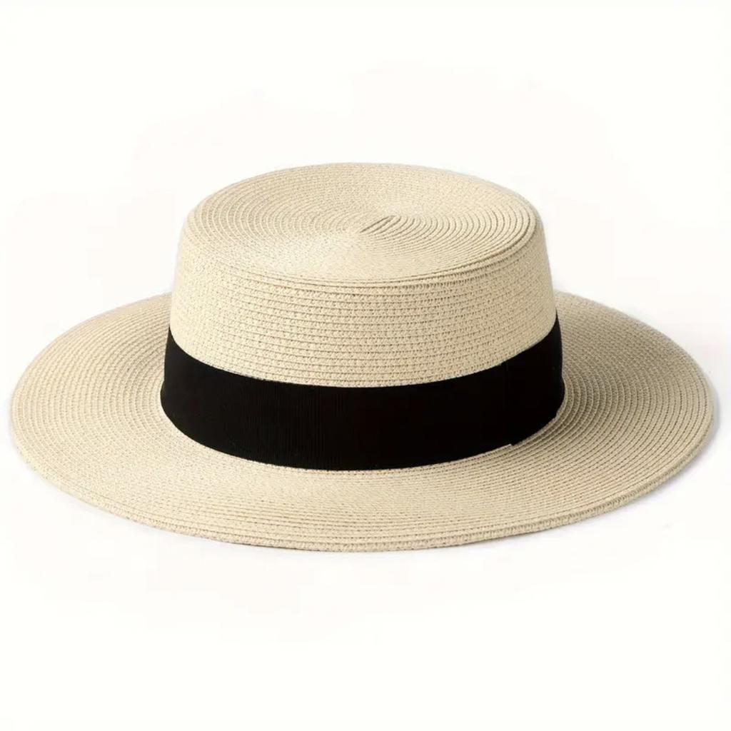 Nowy francuski płaski kapelusz słomkowy z dużą obwodem głowy, damski letni kapelusz plażowy top hat, duży rozmiar, powiększony kapelusz przeciwsłoneczny