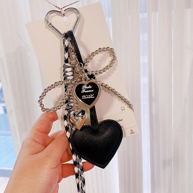 PU Leer Hart En Strik Sleutelhanger Met Modieuze Geweven Lanyard Handgemaakte Tas Bedel Veelzijdige Sleutelhouder Voor Vrouwen