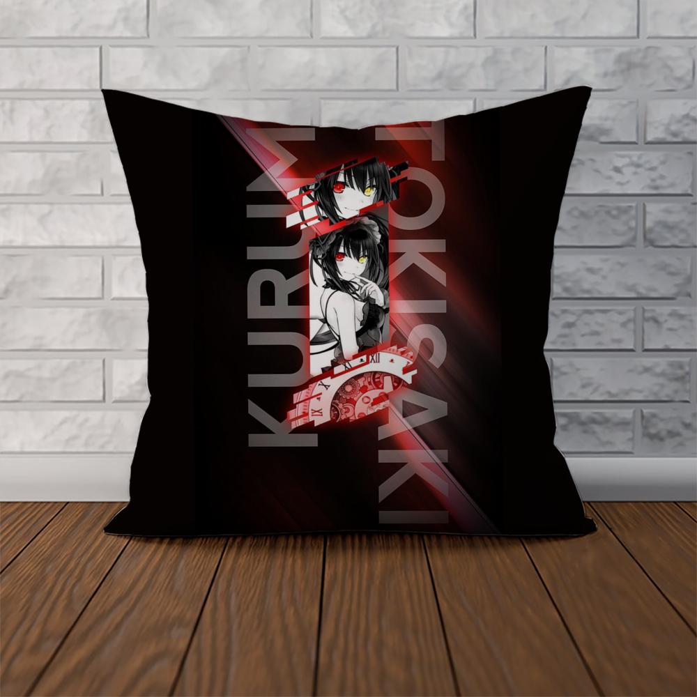 Tokisaki Kurumi Pillow Case For Car Sofa Decorative Home Doublesided Print Plush Square Throw Pillow Cushion Cover