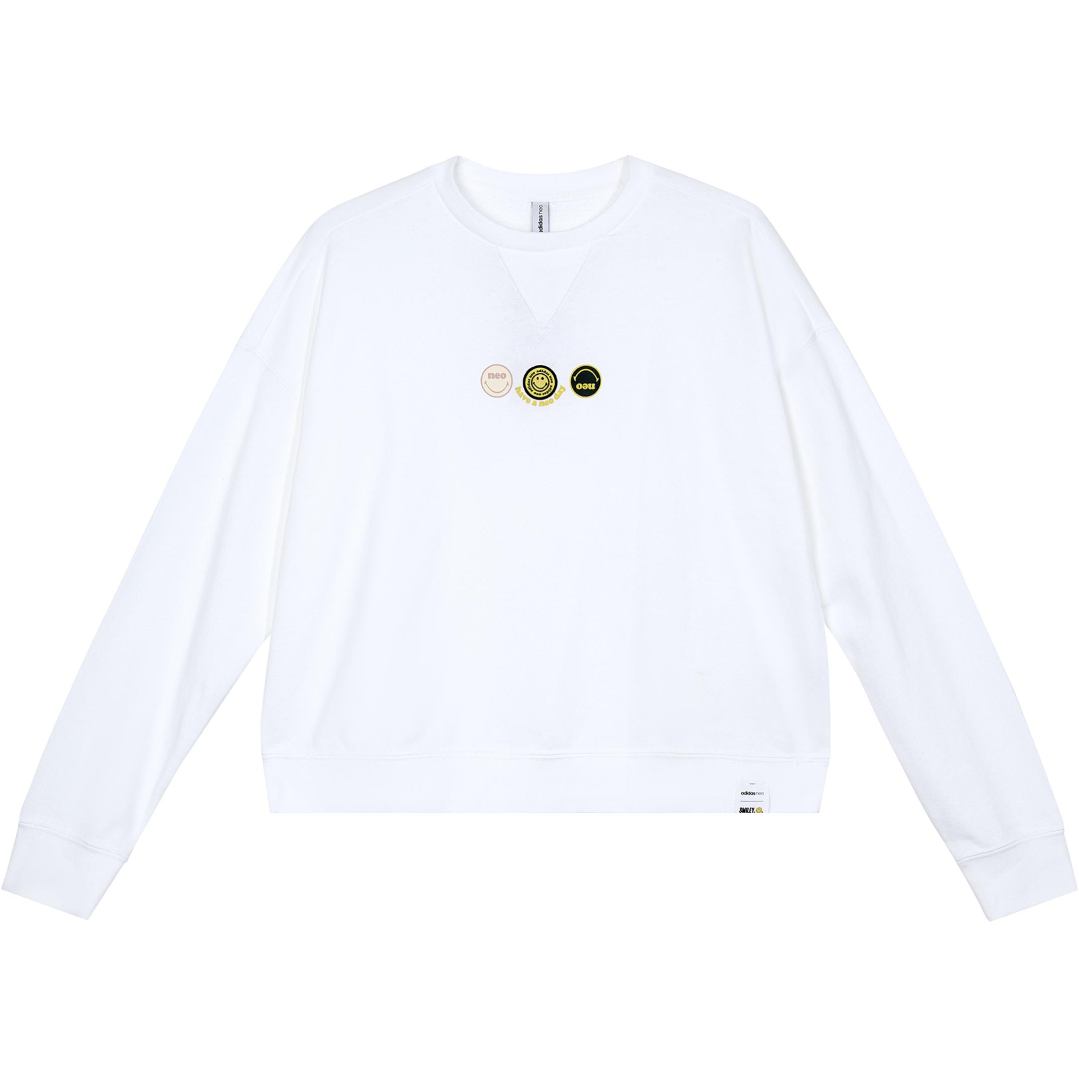 

Adidas Neo X Smiley Embroidery Logo Толстовка с круглым вырезом Женские топы Белый H45537 XL