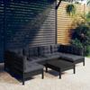 Day and Night - Day and Night Garden Furniture 7 Pieces and Cushions Black Solid Pine Wood