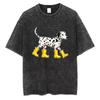 Süßes Hundegrafik-Wascht-T-Shirt Damen Lustiger Welpen-Print-Tee Vintage Harajuku Streetwear Lässig Kurz Täglich Tragbar Cooles Oberteil