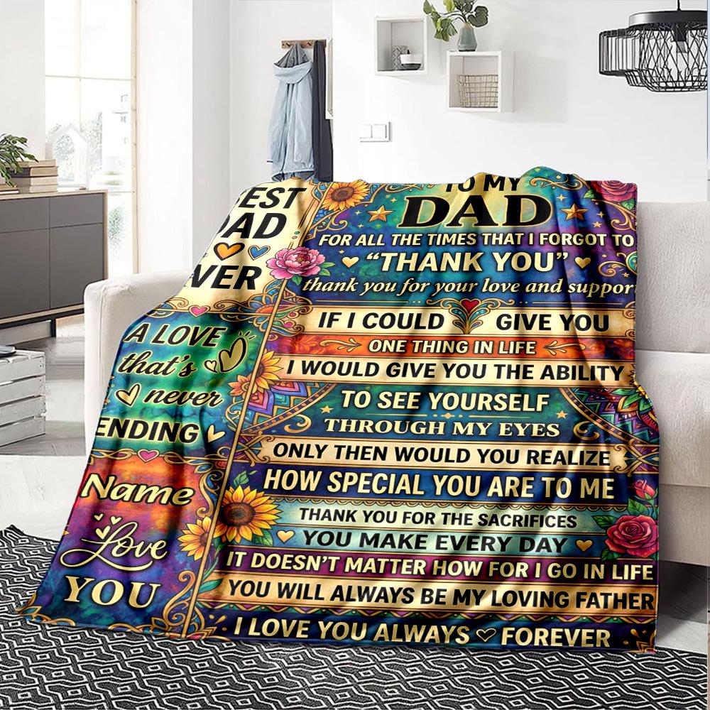 Dad'S Love Always Appreciated Forever Themed Blanket Personalized Name Soft Warm And Versatile For Sofa Bed Office And Travel Machine Washable