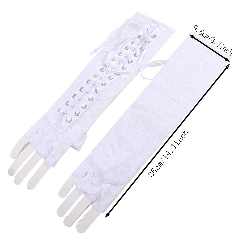 1 Par Kvinnor Elegant Bal Nattklubb Snörhandskar Tea Party Fingerlösa armbågslängda handskar