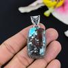 Tibetan Turquoise Gemstone 925 Sterling Silver Jewelry Pendant 1.50" KG-118