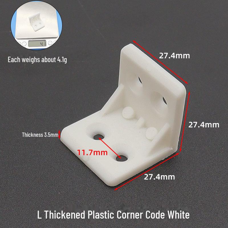 Verdickte L-förmige Eckhalterung aus Kunststoff zur 90°-Unterstützung von Schränken und Kleiderschränken