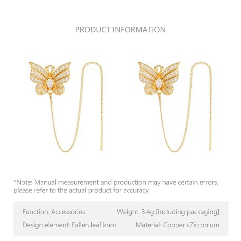 Bling Rhinestone Butterfly Ear Clip Earrings 2 Pieces Anti-Lost Holder for Wireless Earphone Female Prom Gift