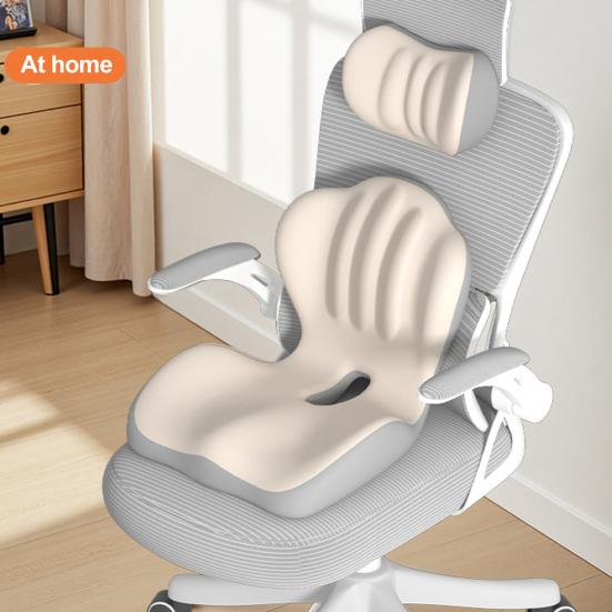 Ergonomic Seat Cushion with Back Support, High Density Memory Foam Office Chair Pad with U-Shaped Coccyx Relief, Breathable Car Seat Cushion for Home