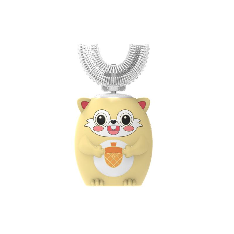 360 Degrees U Shaped Children Electric Toothbrush Cartoon for Kids Smart Automatic Sonic Toothbrush USB Charging Blue Light IPX7